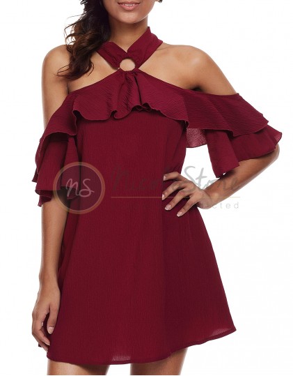 Rochie Bordo Vaporoasa 